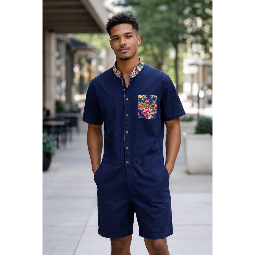 Romper Jack Navy Blue Floral Detail Romper Large